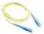 Yellow SC-SC simplex single mode fiber patch cable with blue connectors, 10 meter length for network cabling