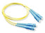 Yellow duplex SC-SC single mode fiber optic patch cable with blue connectors, 2 meter length for network cabling