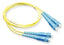 Yellow SC-SC duplex single mode fiber patch cable with blue connectors, 3 meter length for network cabling