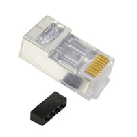 Cat 6 shielded RJ45 connectors 100 pack with solid and stranded wire compatibility and black connector housing