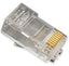 Clear plastic RJ45 modular connectors with gold-plated pins for round stranded networking cable, 100-pack