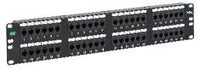 ICC USOC Cat 3 Voice 48-port 6P6C telco patch panel with 2RU rack mount hardware for structured cabling
