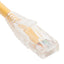 ICC Cat5e clear boot patch cord in yellow, 25 feet long, with RJ45 connectors visible