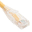 Yellow Cat6 network patch cord with clear protective boot, 10 feet long, RJ45 connectors visible