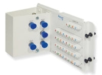 ICC 8 port Telco and splitter residential enclosure module with blue ports and terminal block connections for structured cab…