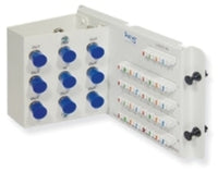 ICC 8 Port Telco & Splitter Residential Enclosure Module with blue dial connectors and terminal block connections