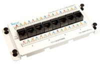 ICC 8 Port Cat 6 Data Residential Module with white face plate and black ports for structured cabling installations
