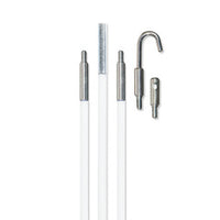 Klein 15-foot mid-flex glow rod set with multiple white rods and metal connectors for cable pulling