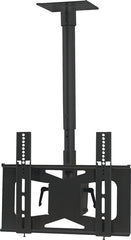 Black ceiling mount for 27 to 42 inch flat panel displays with adjustable brackets and vertical pole