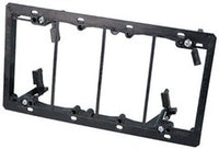 Arlington 4-gang low voltage mounting bracket for existing construction with black plastic frame and internal device mountin…