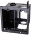 Black Arlington power and low voltage box for existing construction with dual gang openings and mounting bracket