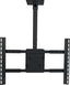 Black ceiling mount for large flat panel TVs, accommodating 37 to 70 inch displays with dual articulating arms