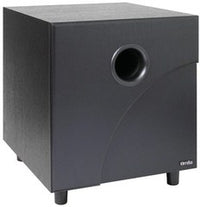 Linear 100 Watt 12 Inch Powered Subwoofer with dark gray cabinet and front-mounted port