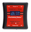 Platinum Tools PoE++ Tester with red and black display showing power input and output readings for network cabling testing