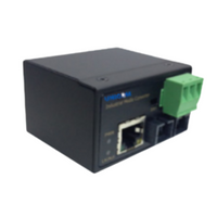 FEP-6301IN-M industrial media converter with green terminal block and ethernet port for network cabling