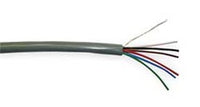 22 gauge 4 conductor stranded multi-conductor cable with gray jacket and exposed colored wire strands