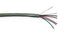 22 gauge 4 conductor stranded multi-conductor cable with gray jacket and exposed colored wire strands