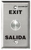 SECO-LARM vandal-proof exit push button plate with stainless steel finish and bilingual EXIT and SALIDA text