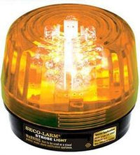 SECO-LARM amber strobe light beacon with 6-12VDC power connector and black base