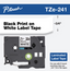 Brother TZe-241 18mm black print white label tape cartridge for P-Touch labelers, 8 meters long