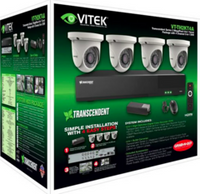 VT-TN4KTL42TA-2 Transcendent 4MP IP turret camera system with 4-channel NVR and installation accessories in retail packaging