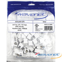 Wavenet 25-pack white Cat5e Keystone Jacks with RJ-45 connectors for network cabling installations
