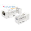 Wavenet Cat5e Keystone Jack in white with internal wiring terminals and UL certification marking