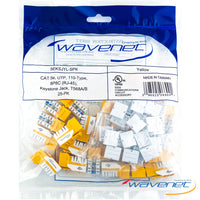 Wavenet Cat5e yellow keystone jacks 25-pack with Keystone and RJ-45 connectors for structured cabling installations