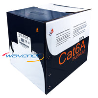 Wavenet Cat6A UTP 10G Plenum CMP cable 1000ft spool in black box with installation instructions