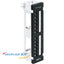 Black 12-port Category 6 wall mount patch panel with numbered port slots 1-12 and white mounting bracket