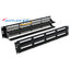 Wavenet 48-port Cat6 patch panel with numbered port labels 1-48, mounted in 2U rack enclosure with front-facing connectors