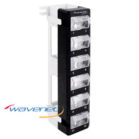 12-port wall-mounted F/UTP blank patch panel with numbered RJ45 connectors and white mounting brackets