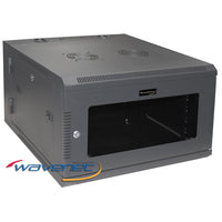 CBTF-WM6U gray wall mount cabinet with swing-out design, featuring ventilation holes and lockable front access door for netw…