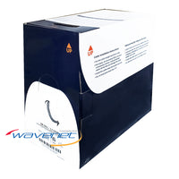 Wavenet 18/2 stranded shielded CMR cable in gray, 1000-foot box with installation instructions and cable spool visible
