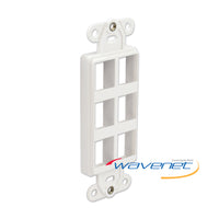 White 6-port Decora style insert plate for structured cabling and network installations