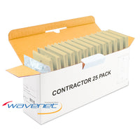 Wavenet 25-pack ivory single gang flush style network faceplates in bulk packaging box with individual tan folder dividers
