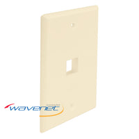 Almond 1-port single gang flush style wall plate for network cabling with mounting hole