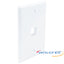 White single gang flush style network faceplate with one port opening and mounting holes for structured cabling installation
