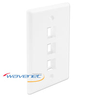Wavenet 3 port single gang flush style white faceplate for structured cabling network installations