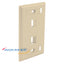 Ivory 2-port single-gang flush faceplate with ID windows and mounting holes for network cabling installations