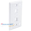 White 2-port single-gang flush faceplate with ID windows for structured cabling installations