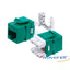 Wavenet Cat6 green keystone jack with white cable connector module and insertion tool displayed