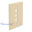 Ivory 3-port oversized single-gang network faceplate with three square cutouts for structured cabling connections