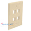 Ivory 4-port oversized single-gang networking faceplate with rectangular openings for structured cabling installation