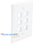 White 6-port oversized single-gang faceplate for structured cabling and network installations