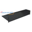 Black 10-inch solid bottom single-sided rack shelf with mounting brackets for server rack cable management