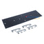 Black 12-inch rack to runway plate with eight mounting holes and four hook bolt cable management hardware kits