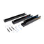 Black steel triangle wall support brackets with mounting hardware including screws, washers, and hooks for rack installation