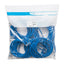 25-pack of blue Cat6 patch cords with clear boots in resealable plastic bag