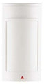 White cylindrical motion detector module with pet immunity feature and red indicator light for security systems